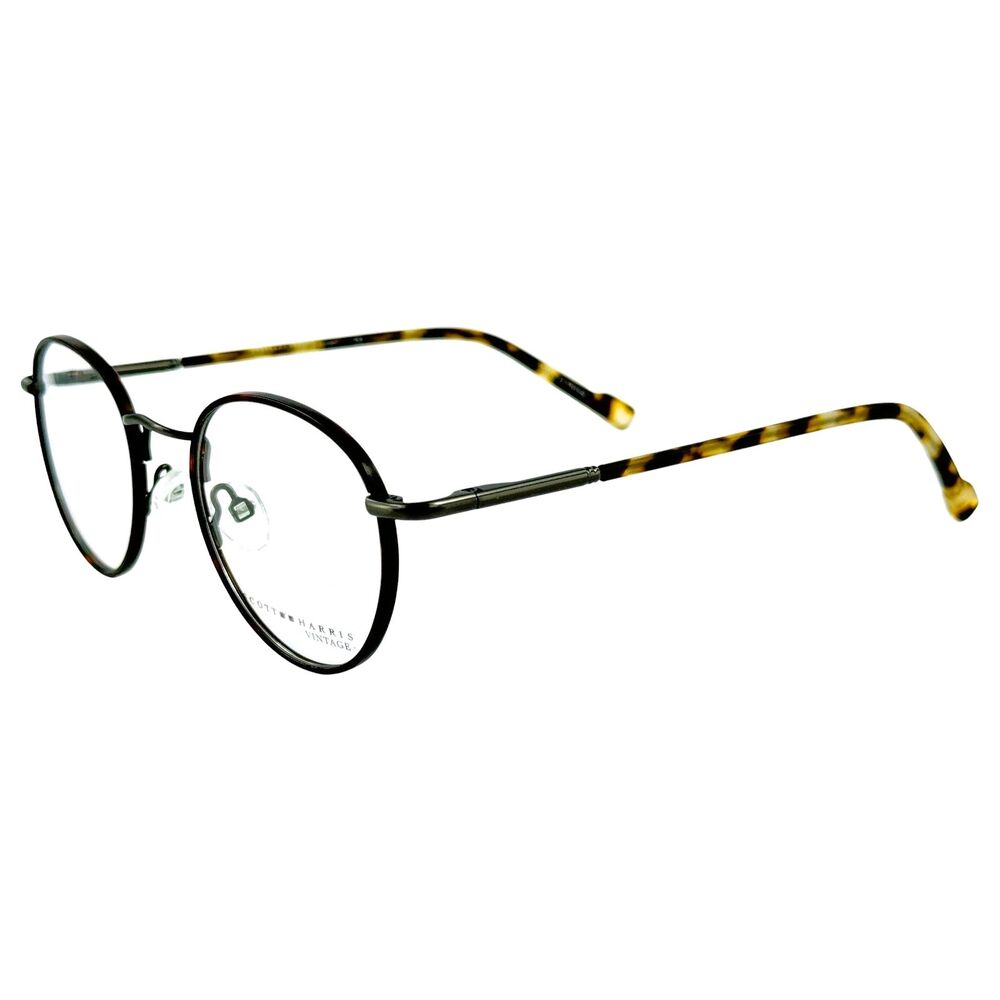 Scott Harris Vintage V61 Unisex Metal Eyeglass Frame C3 Tortoise Graphite 46-21